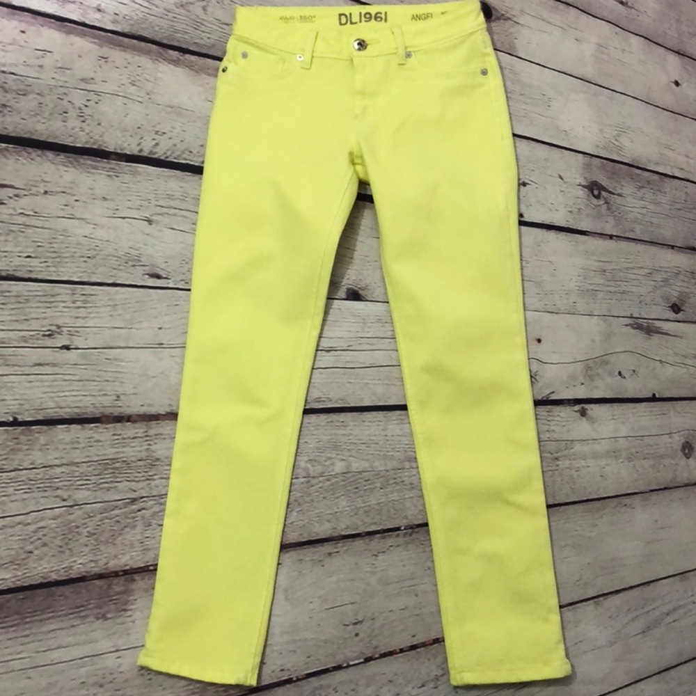 DL1961 Yellow Angel Mid Rise Skinny Ankle Jeans